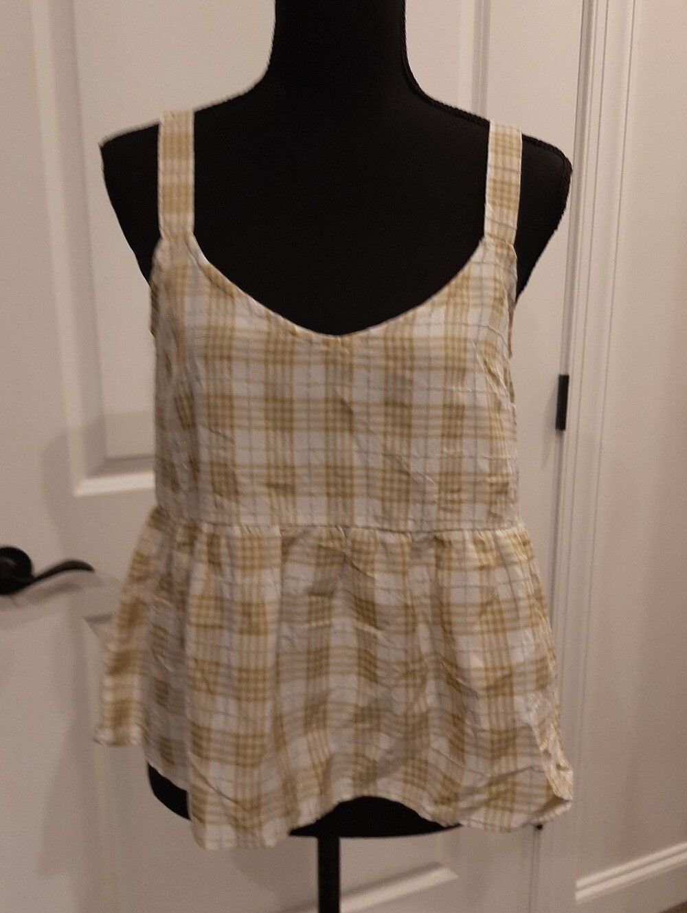 Blu Pepper NWT Plaid Babydoll Peplum Tank Top Size Small Cottagecore